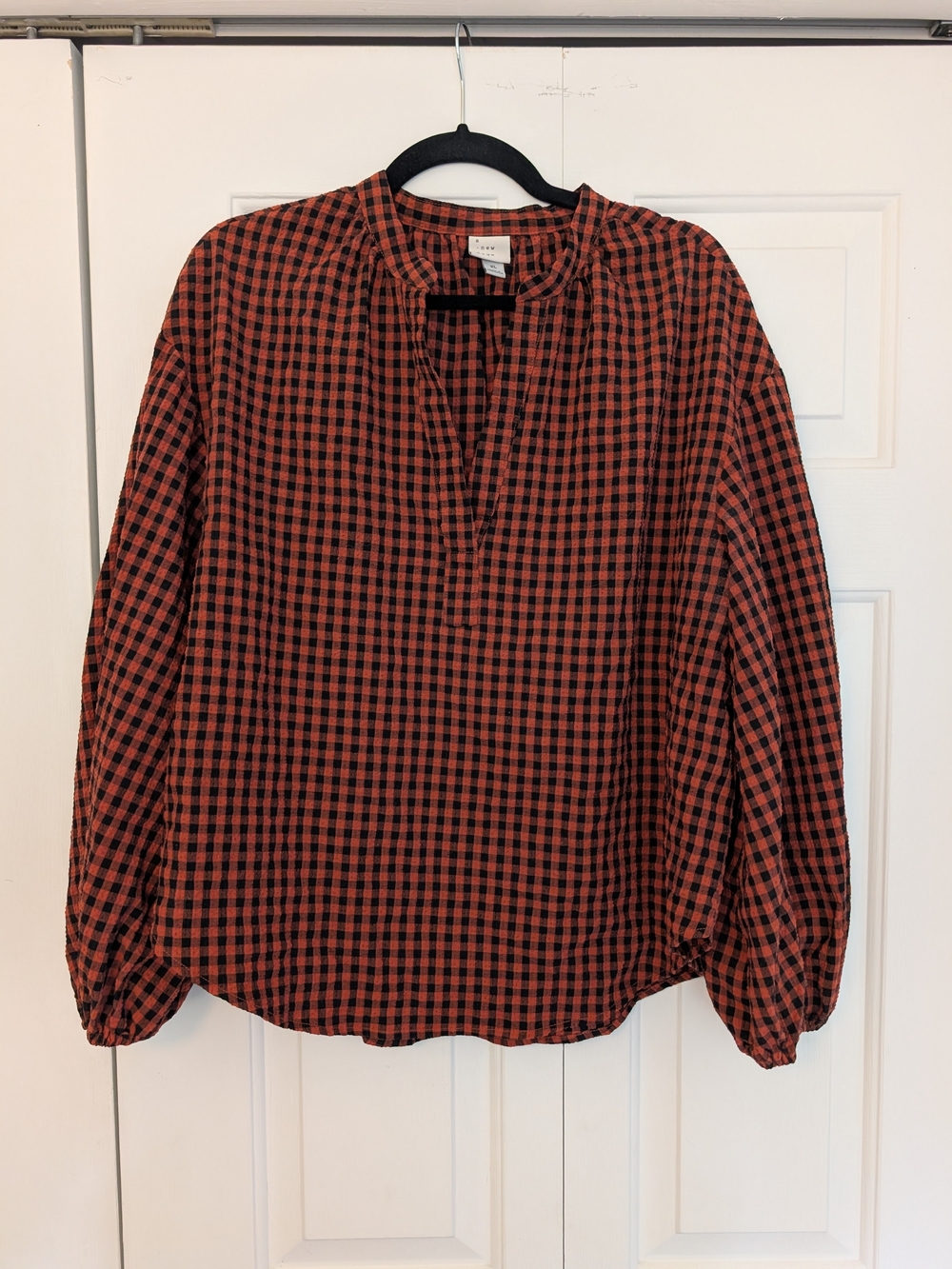 a new day Rust and Black Checked Split-Neck Tunic